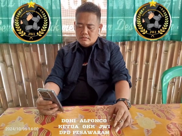 Doni Alponco Ketua OKK JWI Pesawaran – Meminta APH Tindak Tegas Penambang Dan Pengolahan Emas Diduga Ilegal Di Desa Sinar Harapan